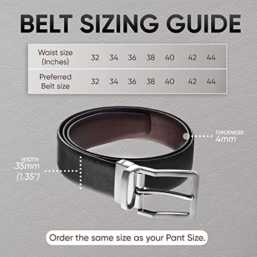 Prospero Comfort Men's Reversible Classic Dress Belt Italian Top Grain Leather Black & Brown Rotating Buckle - color: Criss Cross Design Black & Brown, size: Size 42
