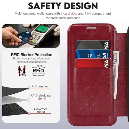 for iPhone Air Wallet Case with Stand,PU Leather Flip Credit Card Holder Slots (RFID Blocking),Compatible with Magsafe Magnetic Holder Phone Cover Women Men,Wine Red - color: Wine Red, size: iPhone Air 6.7"