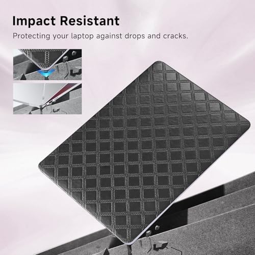 for MacBook Air 13 inch Case M5 M4 M3 M2 2026-2022 Checker Leather Cover | Precise Logo Cutout,Scratch,Elegant Laptop Hard Case, Keyboard Cover,Black,Model: A3449 A3240 A3113 A2681 - color: Black, size: 2022-2026 MacBook Air 13.6 inch M2 M3 M4 M5