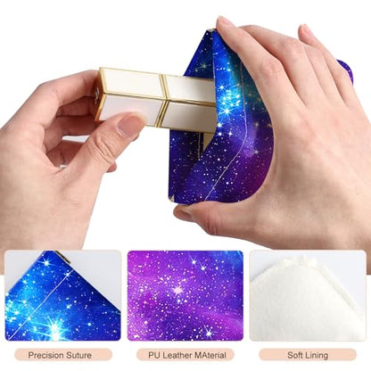 2Pcs PU Leather Small Squeeze Coin Purse Pouch Mini coin Bag Unique And Cute Wallet Cosmetic Bags Change Bag For Women Girls Men （Purple Starry Sky - color: Purple Starry Sky