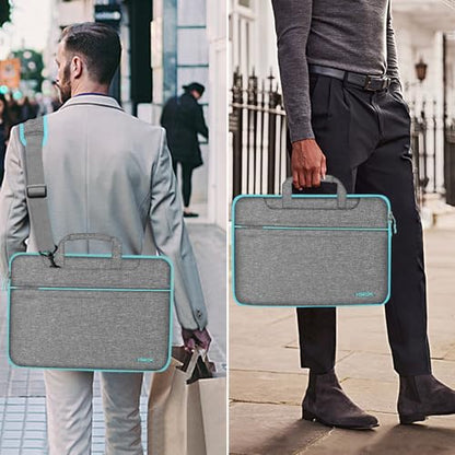 Hseok Laptop Shoulder Bag 13-14 inch Shockproof Water-Resistant HandBag with Small Case Compatible with MacBook Pro/Neo 14" M5/M4/M3/M2/M1, Mac Air/Pro 13.3", XPS 13/14, Most 13"-14" PC,DK gray-blue - color: Dark Gray-blue, size: 13"-14"