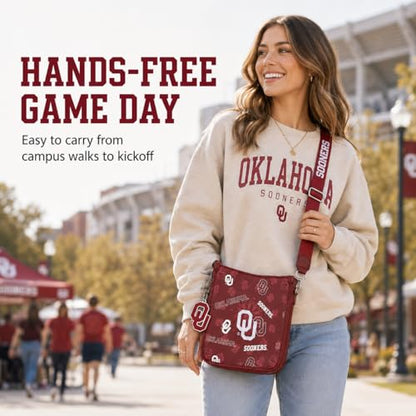 NCAA Crossbody Bags for Women, Leather Crossbody Purse with Adjustable Strap Shoulder, Shoulder Handbags for Gift - color: Ou-burgundy