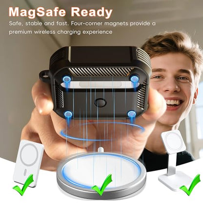 for AirPods Pro 3 Case with Lock Magnetic Lid MagSafe, White | Compatible Apple AirPods Pro 3, Compatible MagSafe, Protective Case with Cleaner Kit & Carabiner, Powerful Drop Protection - color: FK-White, size: Airpods Pro 3