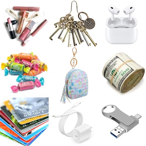 AIBFRID 4Pcs Mini Backpack Keychain,Cute Cosmetic Bag for Women,PU Leather Makeup Bag Key Pocket Lipstick Bag Card Holder Data Cable Organizer Zipper Pouch (Flamingo gifts) - color: Flamingo gifts