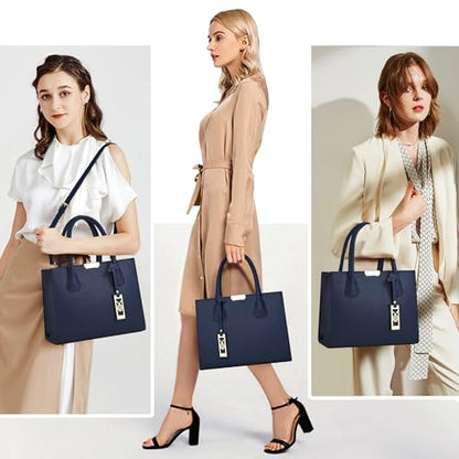 CHICAROUSAL Crossbody Purses and Handbags for Women PU Leather Tote Shoulder Bags Top Handle Satchel - color: Liz Navy Blue
