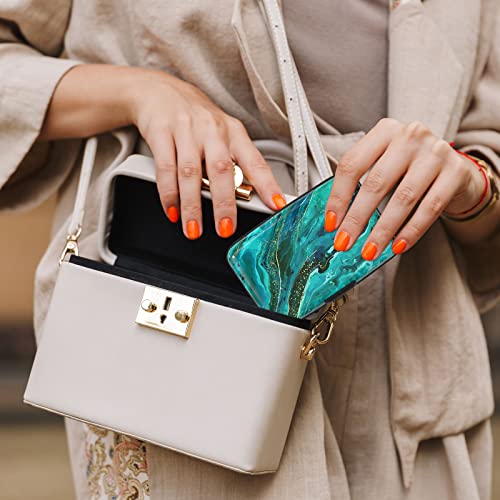 Credit Card Holder, Mini Aluminum Card Wallet RFID Blocking Slim Metal Hard Card Case for Women Men, Ocean Marble - color: Ocean Marble
