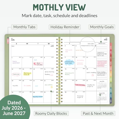 Forvencer Planner 2026-2027, Academic Planner Weekly & Monthly,Soft Cover - color: black, size: 6.3"x8.4" (Jul 2026-Jun 2027)