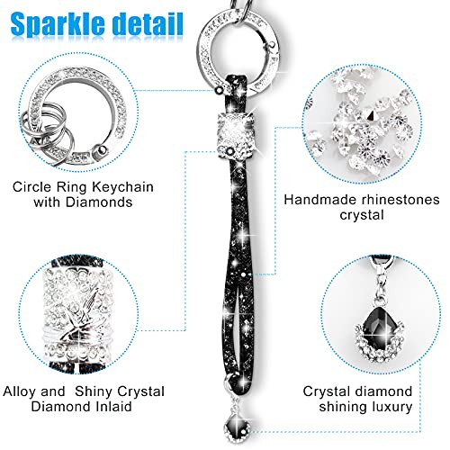 Yiflin Cute Car keychain for Women, Crystal Keychain Accessories，Bling Wrist Lanyard for Keys, Car key - color: Red Wrist Lanyard