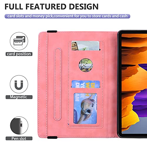 Dteck Galaxy Tab S10+ 2024/S9 Plus 2023 Case,Galaxy Tab S8+/S7+/S7 FE Case 12.4 Inch, Mandala Embossed PU Leather Folio Stand Soft Cover Slim Lightweight Elastic Band Protective Card Slot Case,Pink - color: 02 Pink