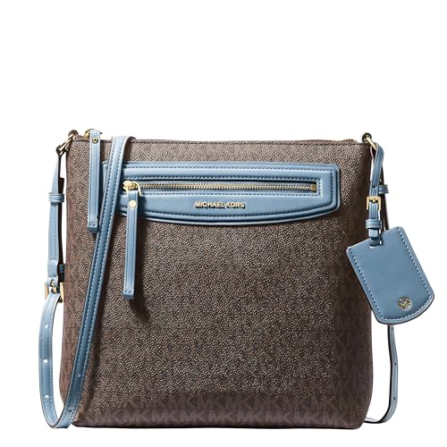 Michael Kors Women's Jet Set Travel Large Top-Zip Crossbody - color: Gold-tone Hardware/Mk Signature/Chambray