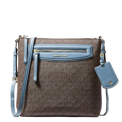 Michael Kors Women's Jet Set Travel Large Top-Zip Crossbody - color: Gold-tone Hardware/Mk Signature/Chambray