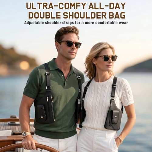 Double Shoulder Armpit Bag for Men, 2026 Upgraded Anti-Theft Underarm Shoulder Holster Bag with Adjustable Strap, Hidden Phone Wallet Pocket, Multi-Pocket Outdoor Travel Daily Commute Pouch