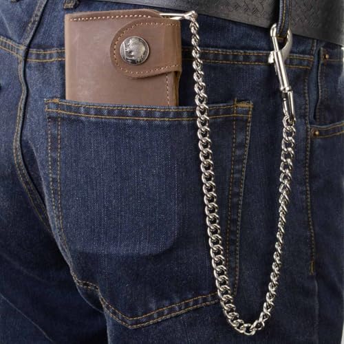 Hot Leathers WLA3002 7" Brown Buffalo Nickel Snap Bi-Fold Wallet with Chain - 7" - color: WLA3002-BROWN, size: 7" - Bi-Fold