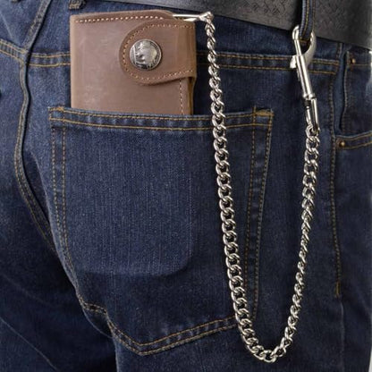 Hot Leathers WLA3002 7" Brown Buffalo Nickel Snap Bi-Fold Wallet with Chain - 7" - color: WLA3002-BROWN, size: 7" - Bi-Fold