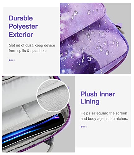 MoKo 13 Inch Tablet Sleeve Bag Carrying Case with Shoulder Strap Handle - color: Purple Starry Sky, size: 12.9 inch