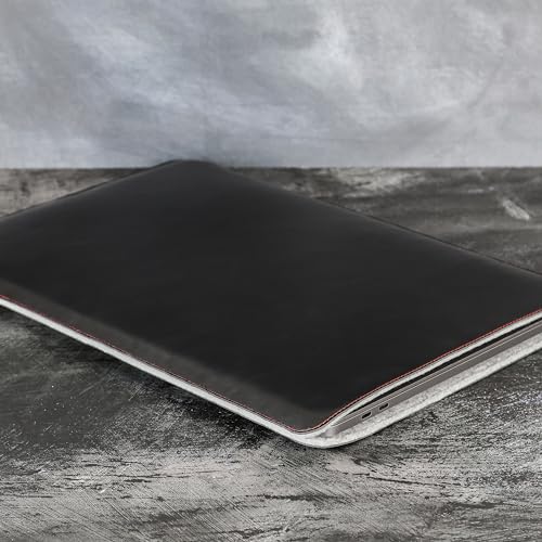 Casemade Real Leather Laptop Sleeve for MacBook Pro & Air Fits 13, 14, 15 & 16 Inch - Genuine Full Grain Leather with Soft Wool Lining (16 inch - Pro M1/M2/M3/M4/M5) - color: Black, size: 16" Pro M1-M5