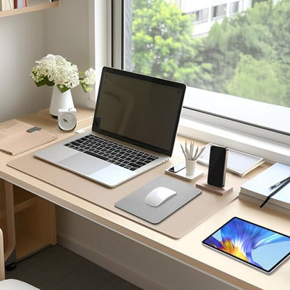 Leather Mouse Pad, Office Mouse Mat Non-Slip Rubber Base Stitched Edge Washable Waterproof Rectangular Mousepad for Office Gaming PC Laptop, 9.8" x 7.9", Silver - color: Silver, size: 9.8L x 7.9W inches