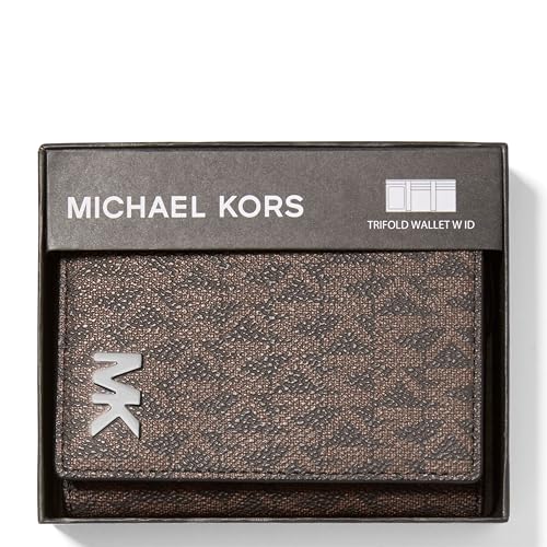 Michael Kors Hudson Trifold Wallet with ID - color: MK Signature/Brown/Black