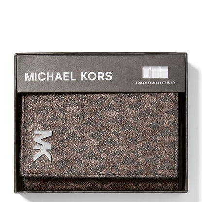 Michael Kors Hudson Trifold Wallet with ID - color: MK Signature/Brown/Black
