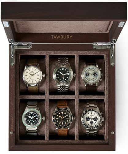 TAWBURY Wooden Watch Box for Men – 6 Watch Box Wood | Wooden Mens Watch Box Rustic | 6 Watch Case for Women & Men | Watch Collection Box for Men | Wrist Watch Storage Case for Men Wood - size: 6 Slot with Solid Lid