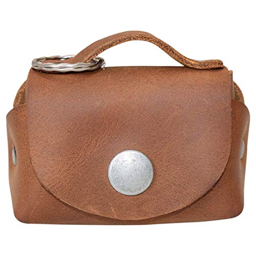 Hide & Drink, Tiny Handbag with Key Ring Holder Handmade from Full Grain Leather - color: Single Malt Mahogany