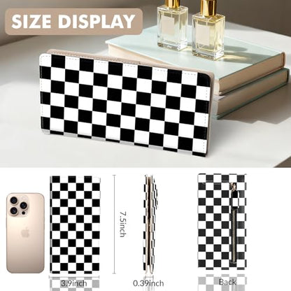 Anikathy Womens Wallet, Rfid Wallets for Women,Slim Thin Credit Card Holder Organizer Purse,PU Leather Cute Long Bifold Clutch Cash Wallet with Zipper Coin Pocket,Ladies Gift,Checkered pattern 1 - color: Checkered pattern 1