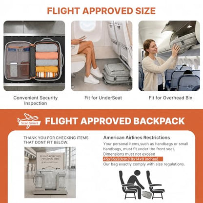 40L Travel Backpack for Men, Carry On Backpack Flight Approved, Grey - color: Grey