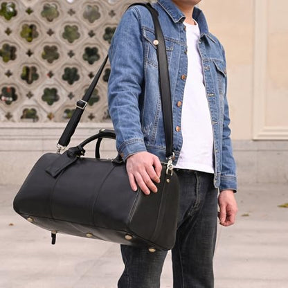 Leather Duffel Bags for Men and Women 20 Inch Full Grain Leather Travel Overnight Weekend Leather Bags Travel Duffel for Men, 9804 Black - color: 9804 Black