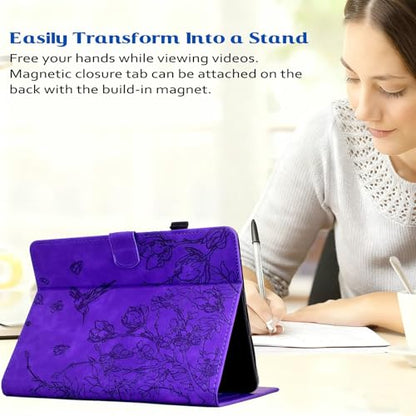 Case for Kindle Fire HD 8 & 8 Plus (12th/10th Generation 2024/2022/2020) | Embossed Hummingbird PU Leather Flip Folio Stand Cover, Auto Wake/Sleep with Card Slot for Kindle Fire HD 8/8 Plus, Purple - color: A6 Purple