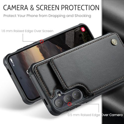 Kowauri for Samsung Galaxy S26 Case, PU Leather Wallet Case for Women Men with RFID Blocking Card Holder Slot Magnetic Closure Shockproof Protective Phone Cover for Samsung Galaxy S26 (Black) - color: Black