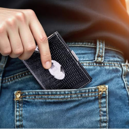 LLH Leather Trifold Wallet - RFID Blocking with Stainless Steel Locking Clip Wallet, Minimalist Front Pocket RFID Blocking Credit Card Holder (Black-B) - color: black-b