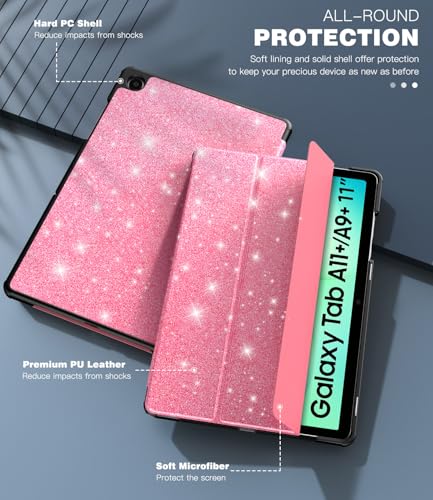 TiMOVO Case for Samsung Galaxy Tab A11+/A11 + 11'', Glitter Watermelon Red | Fit for SM-X230/X236/X238, Slim Lightweight, Stand Hard Back Shell, Auto Wake/Sleep - color: Glitter Watermelon Red