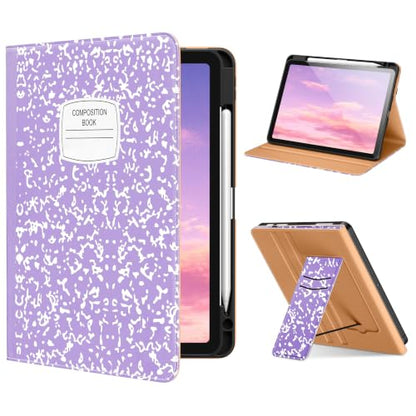 DTTO for iPad Air 11-inch Case M4 / M3 / M2 (2026/2025/2024), Lilac Book | Slim Reading PU Leather Cover with Pencil Holder for iPad Air 5/4, Card Slot, Vertical & Horizontal Angles, Auto Wake/Sleep - color: Lilac Notebook