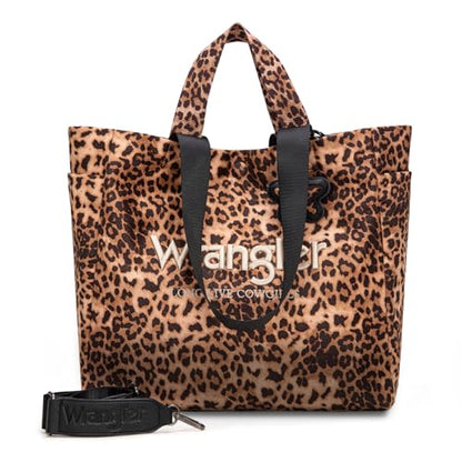 Montana West Wrangler Large Tote Bag for Women Designer Leopard Print Purse for Travel Work Gym - color: Leopard