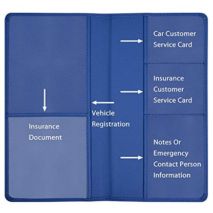 Wisdompro Car Registration and Insurance Holder, Document Card Organizer | PU Leather, Auto Glove Box Folder, Men and Women Wallet Case for Vehicle Driver License, Paperwork, Paper, ID, Receipt - color: Blue