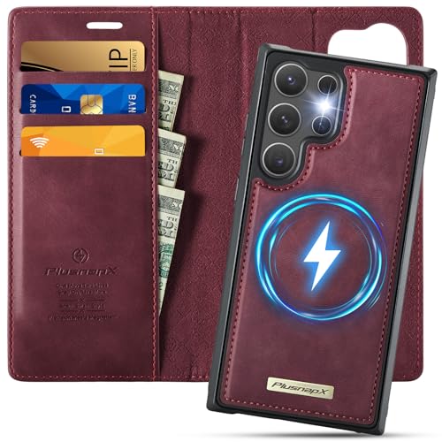 for Samsung Galaxy S25 Ultra 2in1 Detachable Wallet Case, Burgundy - color: Retro Burgundy, size: Galaxy S25 Ultra - 6.9"