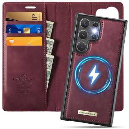 for Samsung Galaxy S25 Ultra 2in1 Detachable Wallet Case, Burgundy - color: Retro Burgundy, size: Galaxy S25 Ultra - 6.9"