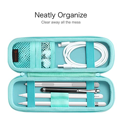 Fintie Holder Case for Apple Pencil Pro, Apple Pencil (USB-C / 1st / 2nd Generation), PU Leather Carrying Bag Sleeve Compatible with Pen, USB Cable, Samsung Stylus, Seaside Ombre | Elastic pen holder with elastic band, removable stylus pocket, pen pocket
