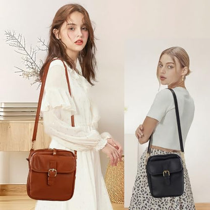 Leather Crossbody Bag for Women,Anti-Theft Messenger Bag with Large Capacity,Built-in Purse Card Slots Shoulder Sling Bag - color: White
