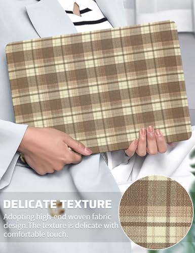 Seorsok Compatible with MacBook Air 13 Inch Case 2022 2021 2020 2019 2018 Release A1932 A2179 M1 A2337 Touch ID,Cute Brown Checkerboard Leather Plastic Hard Shell Case with Keyboard Cover,Grid Design - color: Brown checkerboard, size: Air 13 Inch