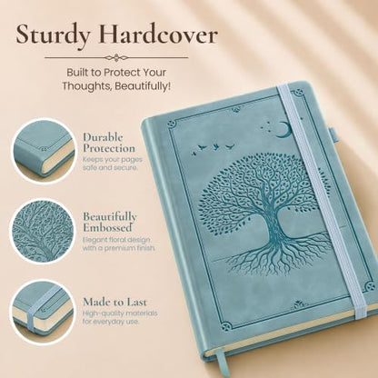 Lined Journal Notebook Hardcover Leather Bound 200 Pages B5 Blue Diary - color: Light Blue, size: B5 200 Pages