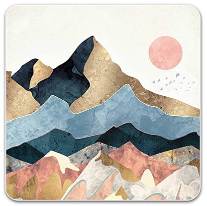 Premium Square Waterproof Mouse Pad - Non-Slip Rubber Base, 9x9 inches (The Setting Sun) - color: The setting sun