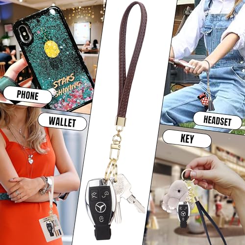 Wristlet Keychain Wallet for Women Slim Rfid Blocking Credit Card Holder Wristlet Wallet Small Compact Leather Wallet for Women (Brown 1) - color: Brown 1