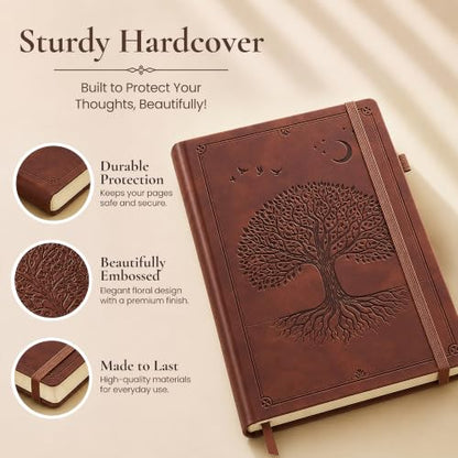 Lined Journal Notebook Hardcover Leather Bound 300 Pages A5 Brown Diary - color: Brown, size: A5 300 Pages