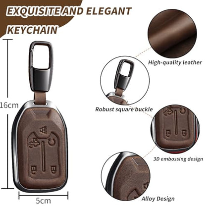 Key Fob Cover for 2019-2023 Sierra,Silverado 1500 2500HD(K-Brown) | Leather Key Case Shell Full Protection,Compatible with Acadia Terrain Yukon Tahoe Smart Remote 5 Buttons - color: K-brown