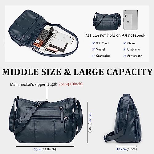 VOLGANIK ROCK Purses for Women Soft PU Leather Shoulder Bag Ladies Crossbody Purse and handbags Lightweight Pocketbook - color: Dark Blue-11.8"