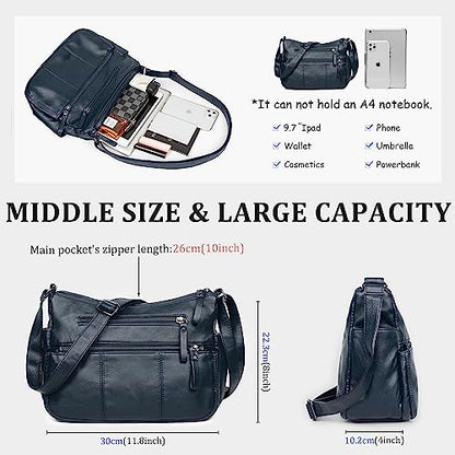VOLGANIK ROCK Purses for Women Soft PU Leather Shoulder Bag Ladies Crossbody Purse and handbags Lightweight Pocketbook - color: Dark Blue-11.8"
