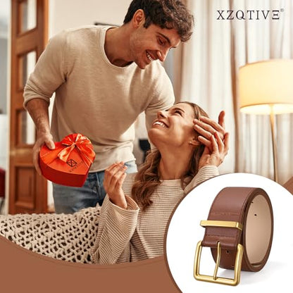 XZQTIVE Women Wide Chunky Belt for Dresses Fashion Thick Suede Belt with Gold Buckle - color: Brown(faux Leather), size: Fit Waist Size 23"-27"