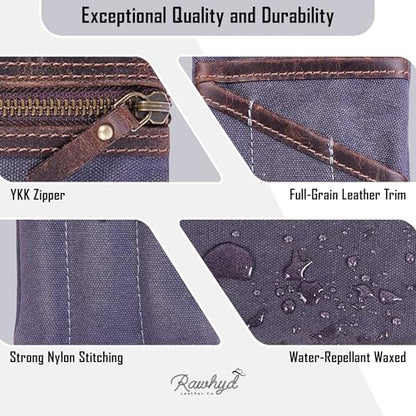 Waxed Canvas EDC Pocket Organizer for Men - Multi-Tool Back Pocket Pouch for Phone/Notebook, Pen, & EDC Gear - Water-Repellent Leather Tool Pouch, Sizes: 6” x 4” & 7” x 5” - size: 6" x 4" (Small)
