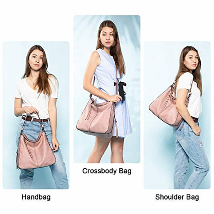 Hobo Crossbody Bag for Women, Designer Shoulder Purse Handbags - color: Pink-gun Black Hardware, size: Large-15.2 inch
